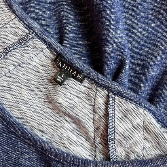 Hannah Denim Blue Heather Terry Dolman Sleeve Too with Crochet Lace Size L - Picture 4 of 7